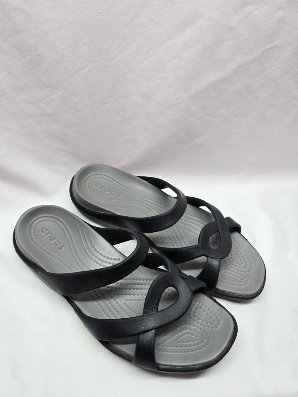 Crocs Meleen Twist Sandals Slip On Shoes Slides Women’s Size 10 Black/Grey